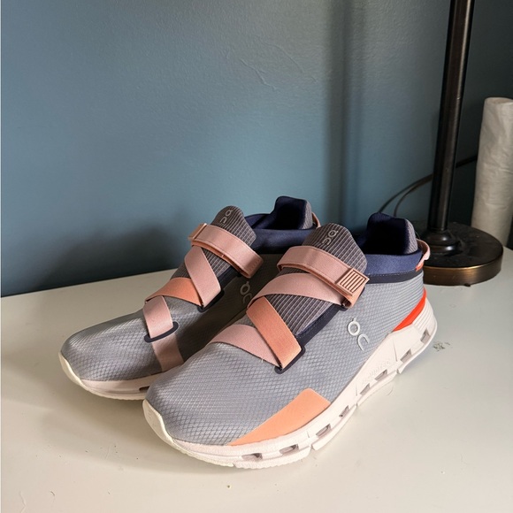 On Running Shoes - On Running Gray and Pink Sneakers